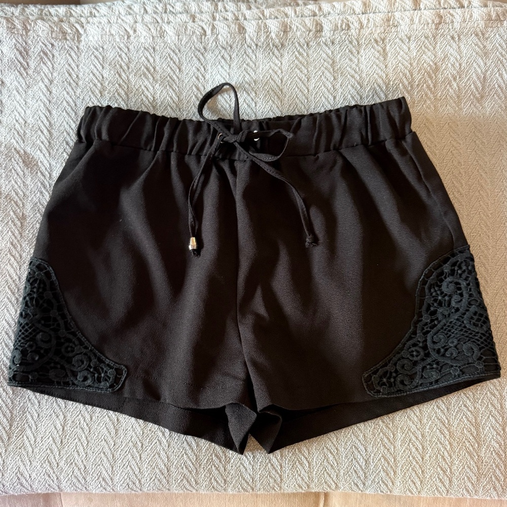 Black crochet shorts